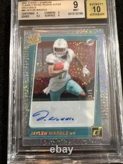 2021 Clearly Donruss Jaylen Waddle Rated Rookie Holo Gold Auto /5 BGS 9 & 10