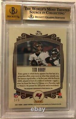 2021 Legacy Tom Brady Cracked Ice Gold Autograph Bgs 9.5 10 Auto Gem Mint #1/3