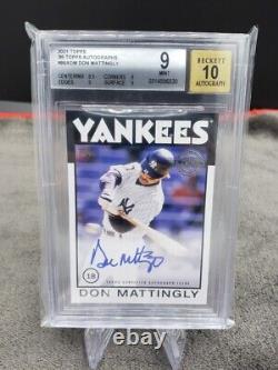 2021 Topps 86' Topps Autographs #86-ADM Don Mattingly BGS 9 with 10 Auto On Card