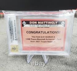 2021 Topps 86' Topps Autographs #86-ADM Don Mattingly BGS 9 with 10 Auto On Card