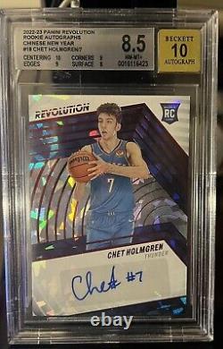 2022-23 Panini Revolution Rookie Autographs Chet Holmgren /7 BGS 8.5 Auto 10