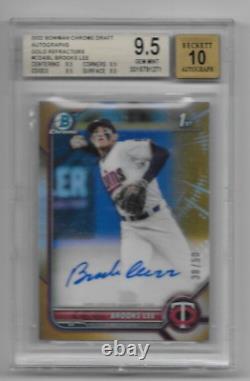 2022 Bowman Draft Chrome BROOKS LEE GOLD REFRACTOR AUTO /50 BGS 9.5 TRUE GEM