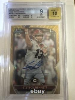 2022 Bowman University Chrome Stetson Bennett #39 (RC)Gold/50 Auto BGS9 Auto10