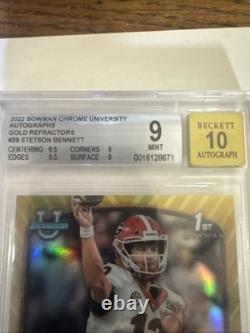 2022 Bowman University Chrome Stetson Bennett #39 (RC)Gold/50 Auto BGS9 Auto10