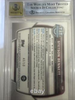 2022 Bowman University Chrome Stetson Bennett #39 (RC)Gold/50 Auto BGS9 Auto10
