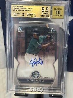 2023 Bowman Chrome Lazaro Montes 1st Prospect Auto BGS 9.5 #CPA-LM Mariners