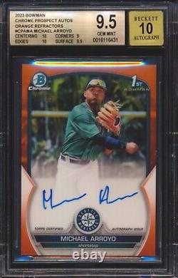 2023 Bowman Chrome Michael Arroyo Orange Refractor Auto Autograph 12/25 Bgs 9.5