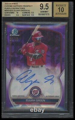 2023 Bowman Sapphire Elijah Green Purple BGS 9.5 Auto /10