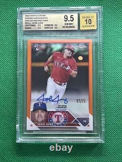 2023 Topps Chrome Josh Jung Orange Refractor AUTO RC #/25 BGS 9.5 Quad 9.5's