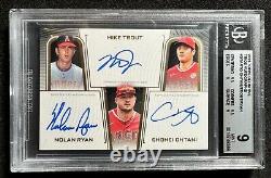 2023 Topps Definitive Mike Trout Shohei Ohtani Nolan Ryan Trios Auto BGS 9