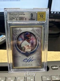 2023 Topps Transcendent BRYCE HARPER Gold Frame Blue Auto /10 Phillies BGS 9