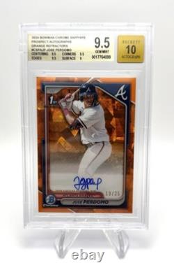2024 Jose Perdomo Bowman Chrome Sapphire Prospect Orange Auto auto /25 BGS 9.5