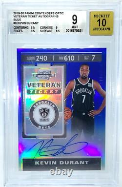 /20 Kevin Durant Auto BGS 9 10 2019-20 Contenders Optic Ticket HOLO Autograph SP