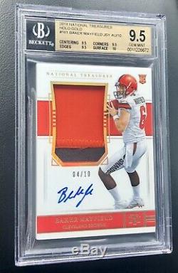 #4/10 BAKER MAYFIELD 2018 National Treasures Rookie Patch Auto RPA BGS 9.5 GOLD