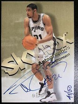 98-99 Skybox Autographics Tim Duncan Blue Auto xx/50 VERY RARE! BGS 9