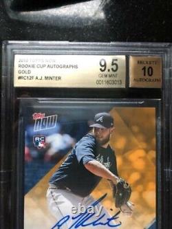 A. J. MINTER 2018 TOPPS NOW ROOKIE TEAM AUTOGRAPH 1/1 AUTO Braves BGS 9.5