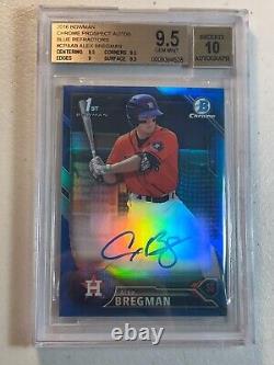 Alex Bregman 2016 Bowman Chrome /150 1st Blue Auto Prospect Autograph BGS 9.5