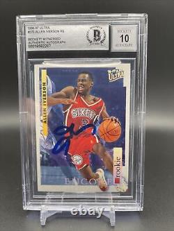 Allen Iverson Autographed RC 1996-97 Fleer Ultra Rookie Encore BGS Auto Grade 10