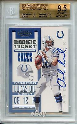 Andrew Luck Rookie Auto 2012 Panini Contenders RC Autograph SP BGS 9.5 Gem Mint