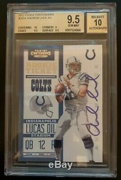 Andrew Luck Rookie Autograph BGS 9.5 10 2012 Panini Contenders 201 RC Auto Colts