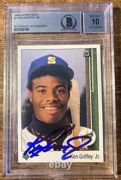 Awesome 1989 Upper Deck #1 Ken Griffey Jr Rc Auto Authentic Autograph Bgs 10