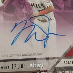 BGS 8.5 /25 Mike Trout ON CARD AUTO 1000 Games 2018 Topps Now AUTOGRAPH 352C SP