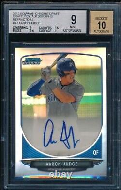 BGS 9/10 AARON JUDGE AUTO 1st 2013 Bowman Chrome Autograph REFRACTOR RC MINT