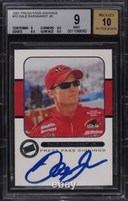 BGS 9 10 Dale Earnhardt Jr Auto ON CARD 2001 Press Pass Signings #12 Autograph