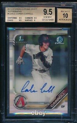 BGS 9.5/10 CORBIN CARROLL AUTO 2019 Bowman Chrome Draft Autograph RC GEM MINT