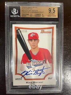 BGS 9.5 2009 Bowman Aflac Autographs Kris Bryant RC /235 10 Auto Free Ship