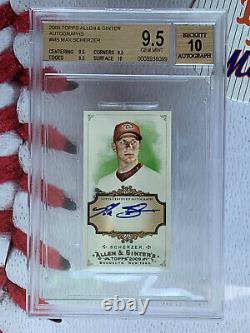 BGS 9.5 2009 Topps Allen & Ginter MAX SCHERZER Autograph 10 AUTO A&G Mini Mets