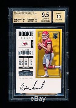 BGS 9.5 2017 Panini Contenders Patrick Mahomes Rookie RC Auto 10 INVEST NOW