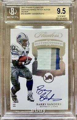 BGS 9.5 2017 Panini Flawless Distinguished Barry Sanders Patch Auto Silver #6/10