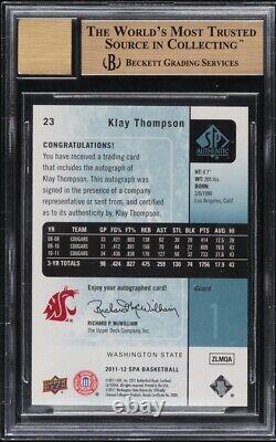 BGS 9.5 Klay Thompson Rookie Auto GEM MINT 2011 SP Authentic Autograph #23