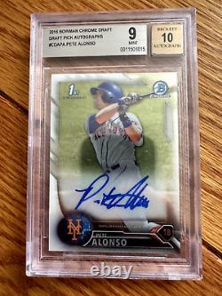 BGS 9 Autograph 10 Pete Alonso 2016 Bowman Chrome Auto