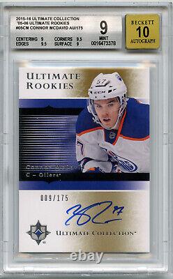BGS 9 Connor McDavid 2015-16 UD Ultimate Collection Auto RC/175 Autograph 10 SP