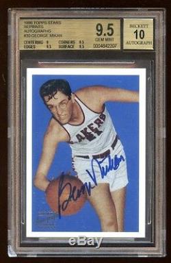 Bgs 9.5 10 Autograph George Mikan 1996 Topps Rc Autograph Auto On Card Lakers