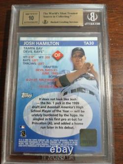 Bgs 9.5 True Gem+ 10 Auto Josh Hamilton 2000 Topps Sp Certified Autograph Rc