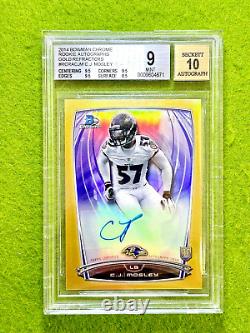 CJ Mosley AUTO GOLD REFRACTOR #/50 ROOKIE CARD 9 BGS 10 AUTOGRAPH 2014 Chrome RC