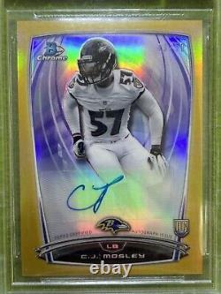 CJ Mosley AUTO GOLD REFRACTOR #/50 ROOKIE CARD 9 BGS 10 AUTOGRAPH 2014 Chrome RC