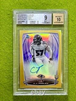 CJ Mosley AUTO GOLD REFRACTOR #/50 ROOKIE CARD 9 BGS 10 AUTOGRAPH 2014 Chrome RC