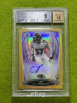 CJ Mosley AUTO GOLD REFRACTOR #/50 ROOKIE CARD 9 BGS 10 AUTOGRAPH 2014 Chrome RC