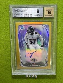 CJ Mosley AUTO GOLD REFRACTOR #/50 ROOKIE CARD 9 BGS 10 AUTOGRAPH 2014 Chrome RC