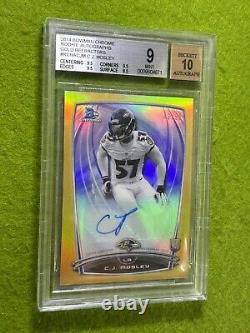 CJ Mosley AUTO GOLD REFRACTOR #/50 ROOKIE CARD 9 BGS 10 AUTOGRAPH 2014 Chrome RC