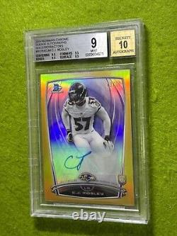 CJ Mosley AUTO GOLD REFRACTOR #/50 ROOKIE CARD 9 BGS 10 AUTOGRAPH 2014 Chrome RC