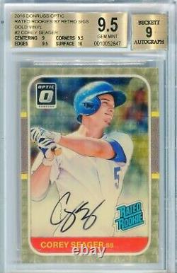 COREY SEAGER 2016 Donruss Optic true 1 of 1 retro 87 rated rookie Auto BGS 9.5