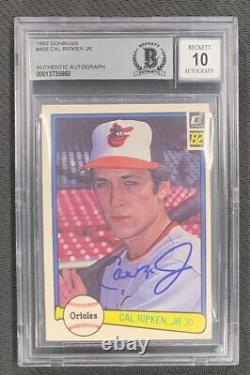 Cal Ripken Jr 1982 Donruss Signed Baseball Rookie Card #405 Auto BGS Beckett 10