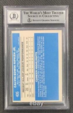 Cal Ripken Jr 1982 Donruss Signed Baseball Rookie Card #405 Auto BGS Beckett 10