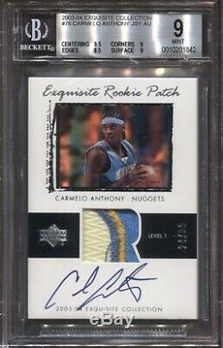 Carmelo Anthony Bgs 9 2003-04 Ud Exquisite #76 Rookie Patch Auto Autograph /99