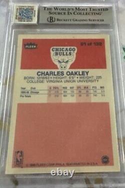 Charles Oakley 1986-87 Fleer #81 Game Used Patch Auto BGS 10 Autographed